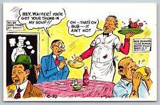 Bob Petley C-99 Waiter Thumb in Soup Diner Laff Card PostCard picture