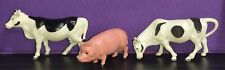 3 Vintage Plastic Farm Animals 2 Cows And A Pig *Hong Kong* picture