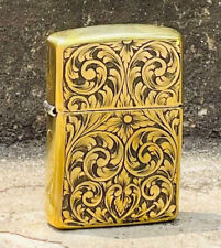 New Custom Hand Engraved Floral Pattern & Scroll work Art Armor Zippo Lighter picture