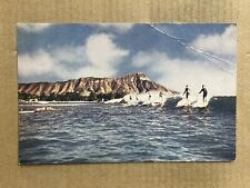 Postcard Honolulu HI Hawaii Waikiki Beach Surfing Diamond Head Vintage PC picture