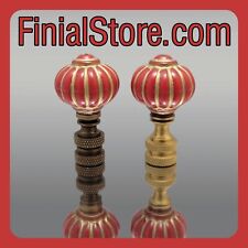 Red/Gold, Acrylic, Antique Style Lamp Finials Polished or Antique Brass Bases picture