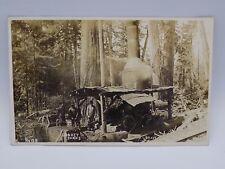 RPPC BRADY PHOTO WASHINGTON WA POST CARD ~ DONKEY CAMP #3 ~ LOGGING LUMBERJACKS picture