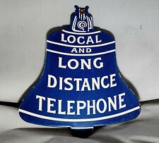 VINTAGE PORCELAIN ENAMEL LOCAL & LONG DISTANCE TELEPHONE SIGN  picture