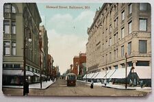 Howard Street Baltimore MD Maryland vintage streetcar postcard picture
