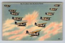 The US Navy Takes The Air For Victory, Antique, Vintage Souvenir Postcard picture