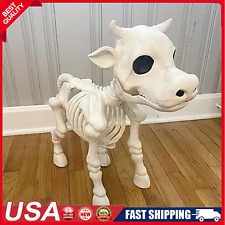 2023 NEW Red Shed Cow Skeleton Halloween Decoration Statue Tractor Supply picture