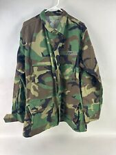 US Army Camo Combat Jacket Woodland Size Large Long Button Up picture