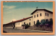 San Luis Obispo Mission California Steet View Church De Toloso Vintage Postcard picture