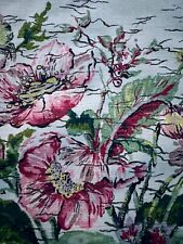 Dynamite Leafy ALOHA Hawaiian Floral 50's Barkcloth Vintage Fabric DIY PILLOWS picture