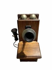 Antique Wooden Oak Wall Telephone Rustic Heavy - Not Working picture