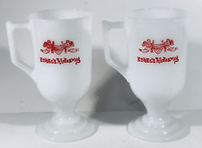 Two (2) Vintage Ethel’s Hideaway Palm Springs Pedestal Milk Glass Cup Mug picture