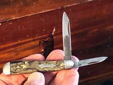 1930’s RARE SHAPED HANDLE  Imperial Prov RI 2-Blade Green Swirl Pocket Knife ODD picture