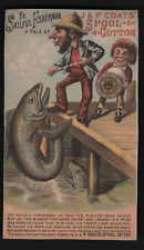 1879 J & P COATS THREAD, METAMORPHIC CALENDAR TRADE CARD,with a GIANT FISH  F574 picture