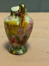 Nikoniko EW Japan Hand Painted Bone China Floral Miniature pitcher/vase Rare 2”T picture
