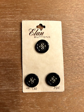 Vintage Elan Buttons, Black, Made in Japan, Size 24 picture