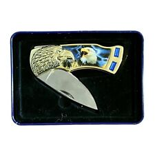 Franklin Mint Eagle Manual Pocket Knife In Tin Box picture