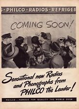 1945 Philco Radio Print Ad WWII Phonographs Shop Window Eager Shoppers picture