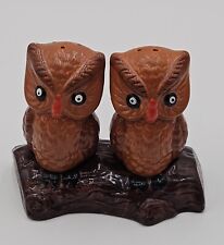 Vintage Kitschy Owls On A Branch  Salt And Pepper Shakers Cintage Ceramic  picture