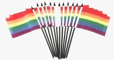 12 Pack 4x6 Inch Rainbow Small Miniature Stick Desk & Little Table Flags picture