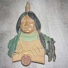 VINTAGE Sexton Wall Art 1970’s Cast Metal NATIVE AMERICAN INDIAN Plaque MCM picture