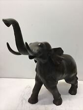 Large Cast Bronze Elephant Trunk Up 19.5” Tall, 20.5” Long - Over 21 Pounds picture