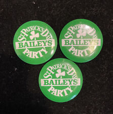 Lot Of 3 Vintage St. Patrick's Day Bailey's Party Button Pinback Pin picture
