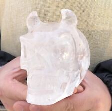 1pc Hand Carved Crystal Skulls Craft Carving Clear White Crystal Head Skulls picture