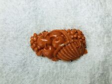 Y6003 OBIDOME Coral Sash clip fruit basket engraving Japan antique brooch picture