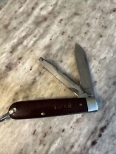 Vintage Ulster 2 Blade Electrician's Pocketknife Wood Handle - TL-29   picture