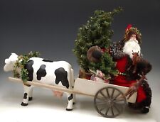 GERMAN STYLE  BELSNICKLE CHRISTMAS WAGON WITH COW XL 2005 ARTIST SIGNED FOLK ART picture