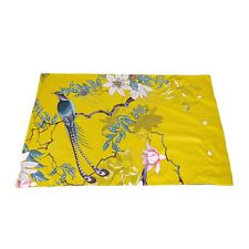 Pair of Chinoiserie  Chartreuse & Teal Bird Floral Pillowcase picture