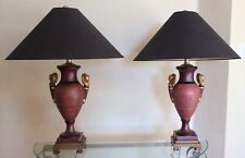 Pair Vintage Frederick Cooper Faux Marble Bronze Hollywood Regency French Lamps picture