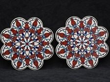 Two (2) TURKISH IZNIK POTTERY MULTICOLOR Scalloped Hot Plate TRIVETS #4 picture