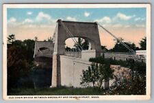 Postcard Massachusetts Old Chain Bridge Between Amesbury and Newburyport picture