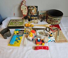 Vintage Collectible Junk Drawer Lot Brass Key Toy Pranks Coffee Tin Flash Bulb + picture