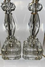 Pair Of Vintage Glass And Lucite Table Or Desk Lamp Appx 12.5