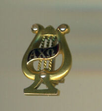 Alpha Chi Omega Sorority Frat old 1916 Syracuse 14K Gold 3-pearl Lyre pin badge picture