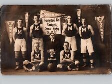 c1912 Fire Department Basketball Champions Monroe New York NY RPPC Postcard picture