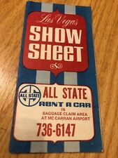 1975 Las Vegas Show Sheet Booklet All State Rent A Car Nevada Oct 9-Dec 25 picture