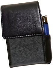 Black Leather Cigarette Hard Case Pouch Flip Top Lighter Holder 100's Regular picture