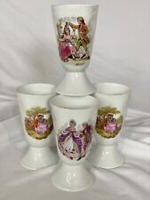 4 Vintage GL Porcelain Limoges France Mazagran Cups Romantic French Society 5” picture