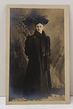 RPPC Victorian Woman Large Hat, Coat and Stole Shirleysburg Pa c1907 Postcard B9 picture