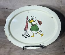 1971 Vintage Donald Duck Holding Rocket Sur Porcelain Enamel Sign Tray picture