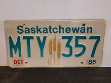 1985 Saskatchewan License Plate Tag Original. picture