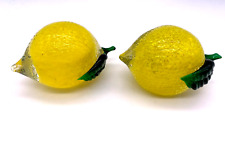Lenox Hand Blown Art Glass Fruit Set of 2 Lemon Figurines Paperweights picture