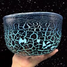 Venetian Art Glass Bowl Textured Black Blue Glass Signed MAW 1987 Hand Blown picture