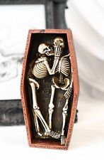 Love Never Dies Day Of The Dead Skeleton Couple Kissing Inside Coffin Statue picture