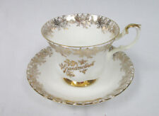 VTG Royal Albert Bone China England Saucer with Teacup Gold Floral Grandmother picture