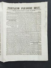 1852 antique PORTLAND PLEASURE BOAT newspaper HOMESTEAD BILL DANGEROUS WOLVES picture