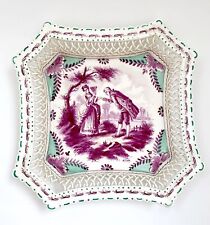 Antique Sceaux 1777 Porcelain Courting Couple 18th Basket Weave Dish FRANCE picture